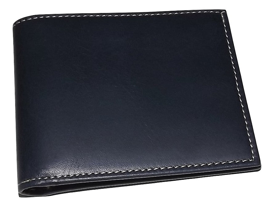 Baglioni Italia Belting Leather Bifold 6 Pocket Wallet Blue