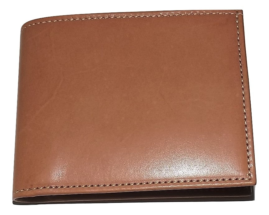 Baglioni Italia Belting Leather Bifold 6 Pocket Wallet Tan