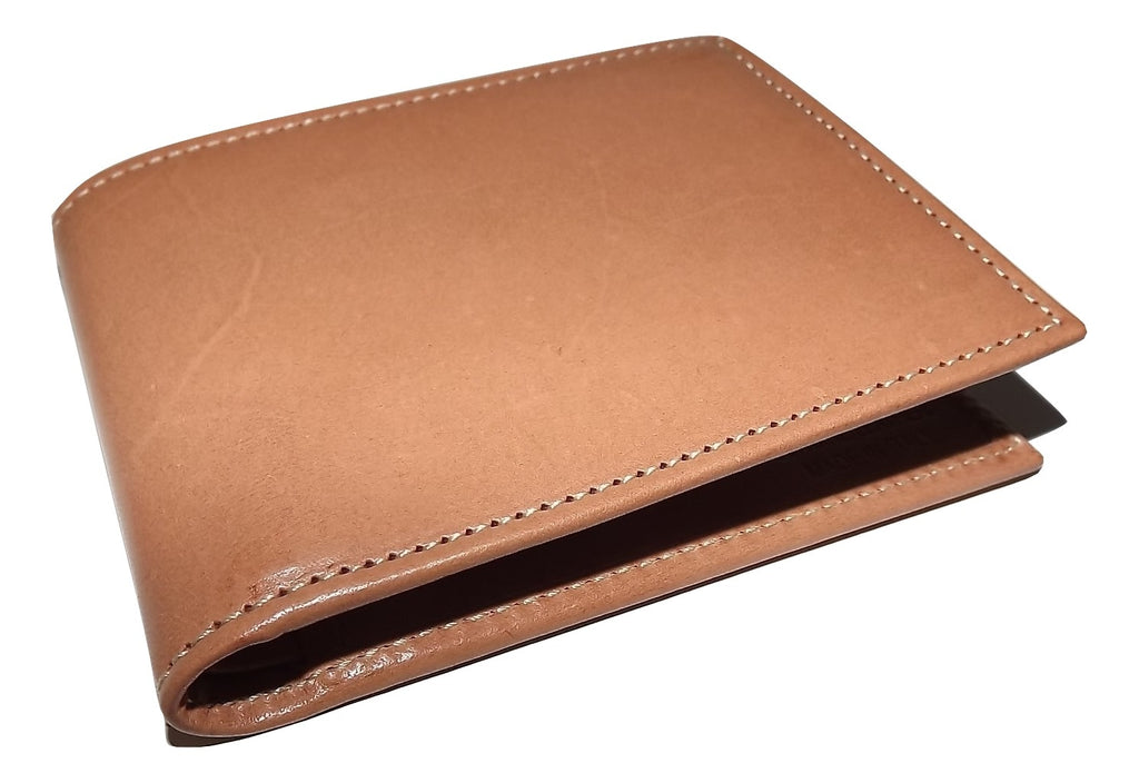 Baglioni Italia Belting Leather Bifold 6 Pocket Wallet Tan