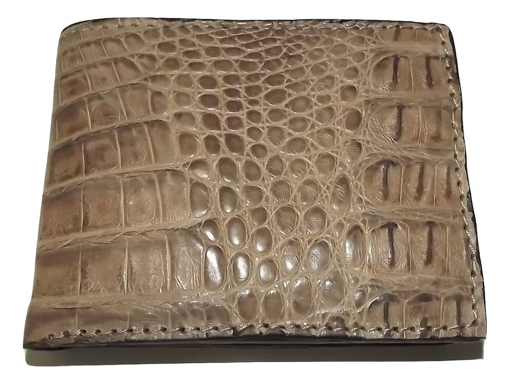 Baglioni Crocodile Bifold Change Pocket Wallet Light Brown