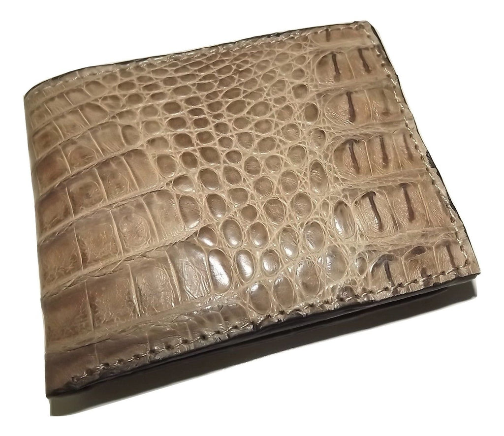 Baglioni Crocodile Bifold Change Pocket Wallet Light Brown