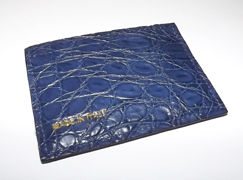 Baglioni Crocodile Front Pocket Card Case Wallet Blue