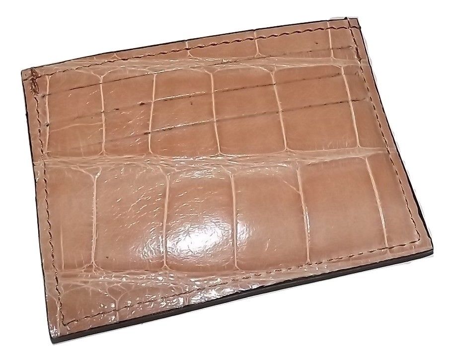 Baglioni Crocodile Front Pocket Card Case Wallet Brown