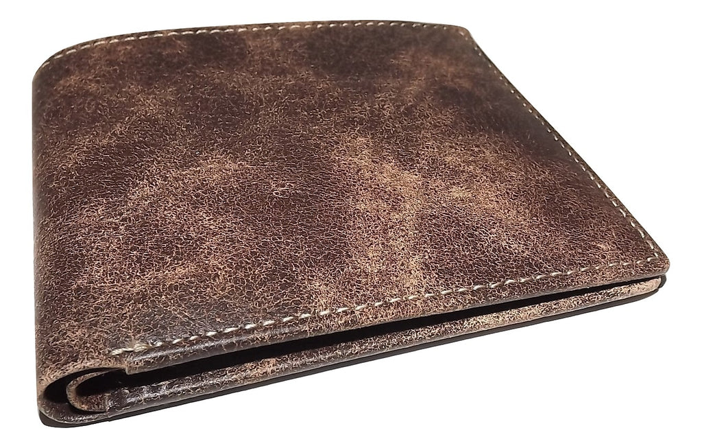 Baglioni Italia Vintage Leather Bifold 6 Pocket Wallet Brown