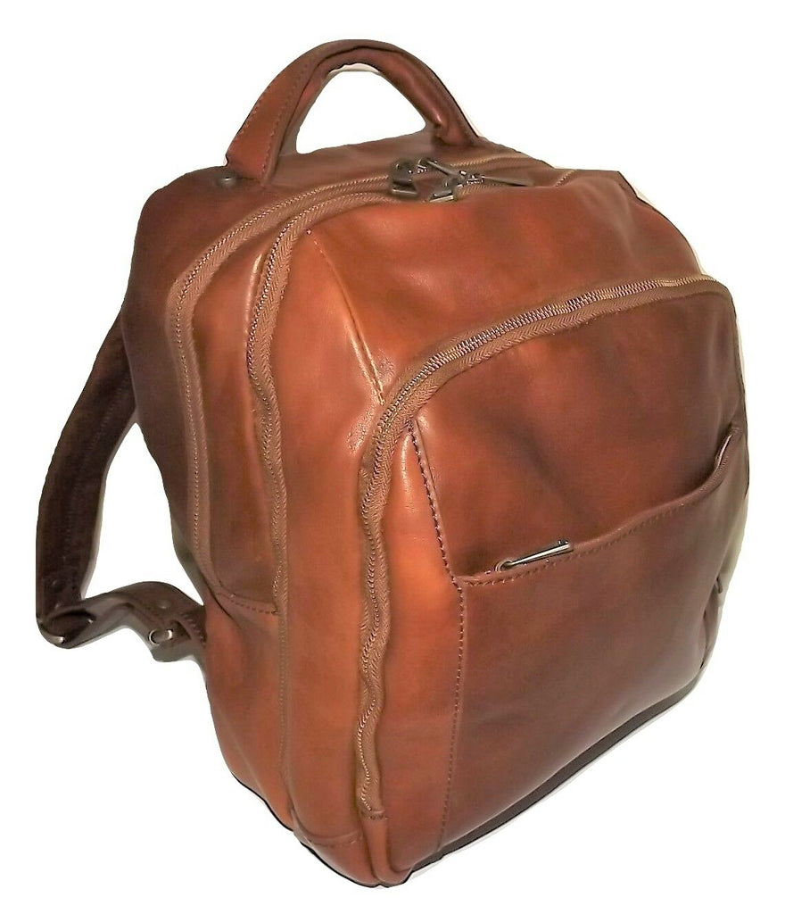 Baglioni Italia Leather 3 Compartment Backpack Cognac