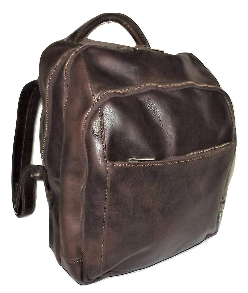 Baglioni Italia Leather 3 Compartment Backpack Dark Brown