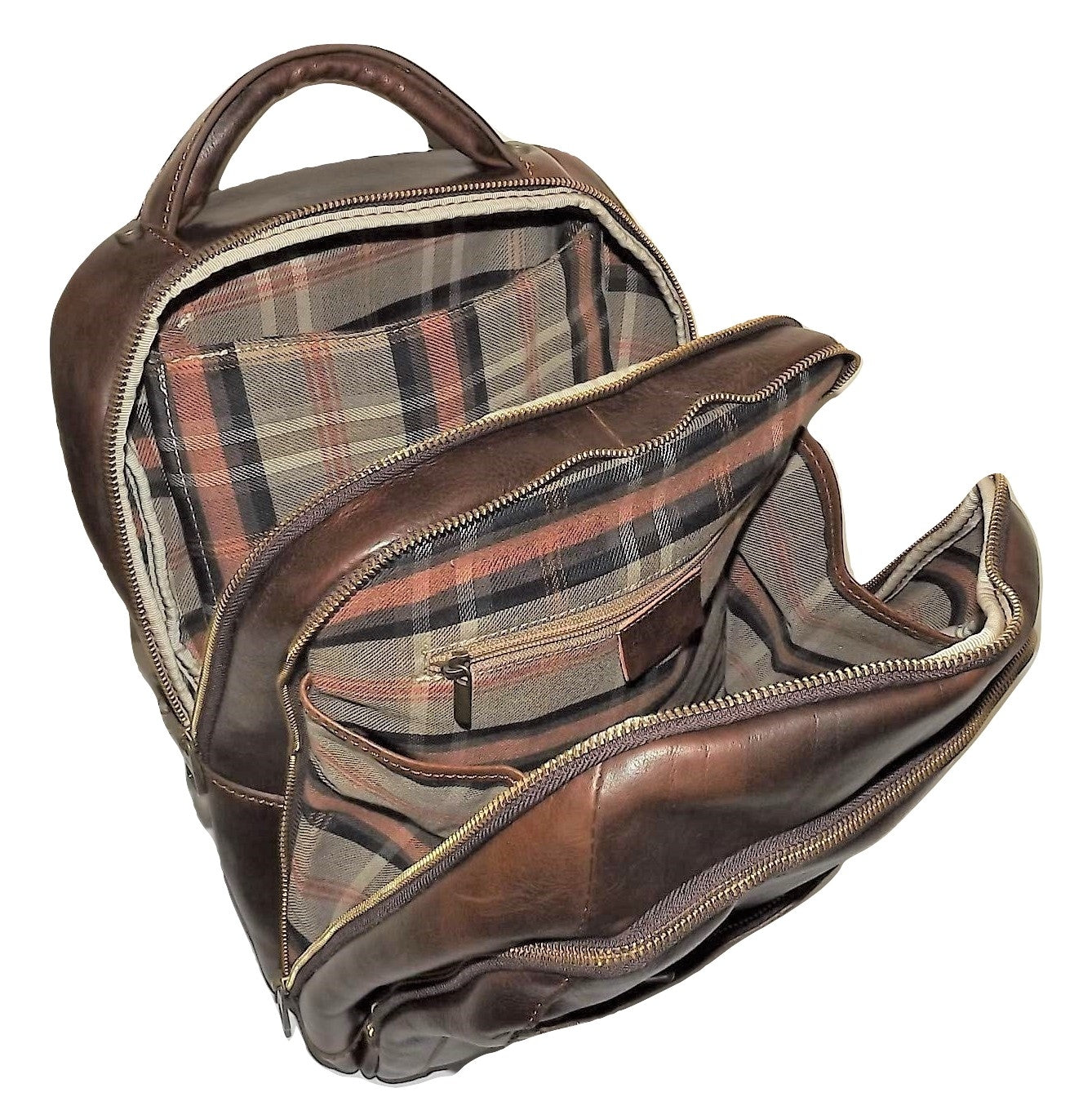 bubilian leather backpack choco Baglioni Italia Leather Triple Compartment Laptop Backpack