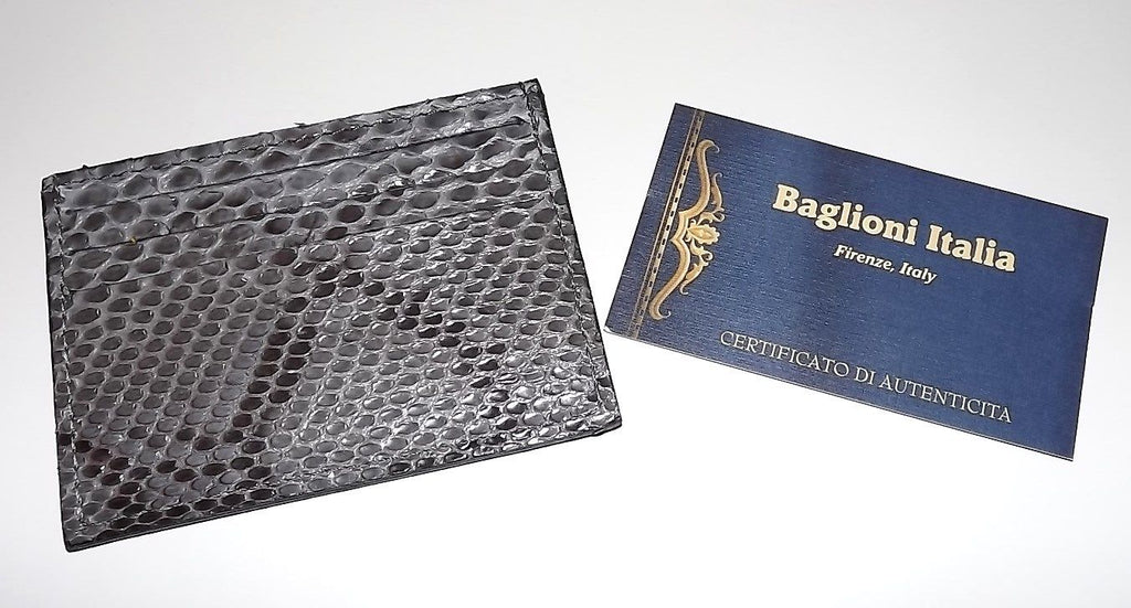 Baglioni Python Front Pocket Card Case Wallet Grey