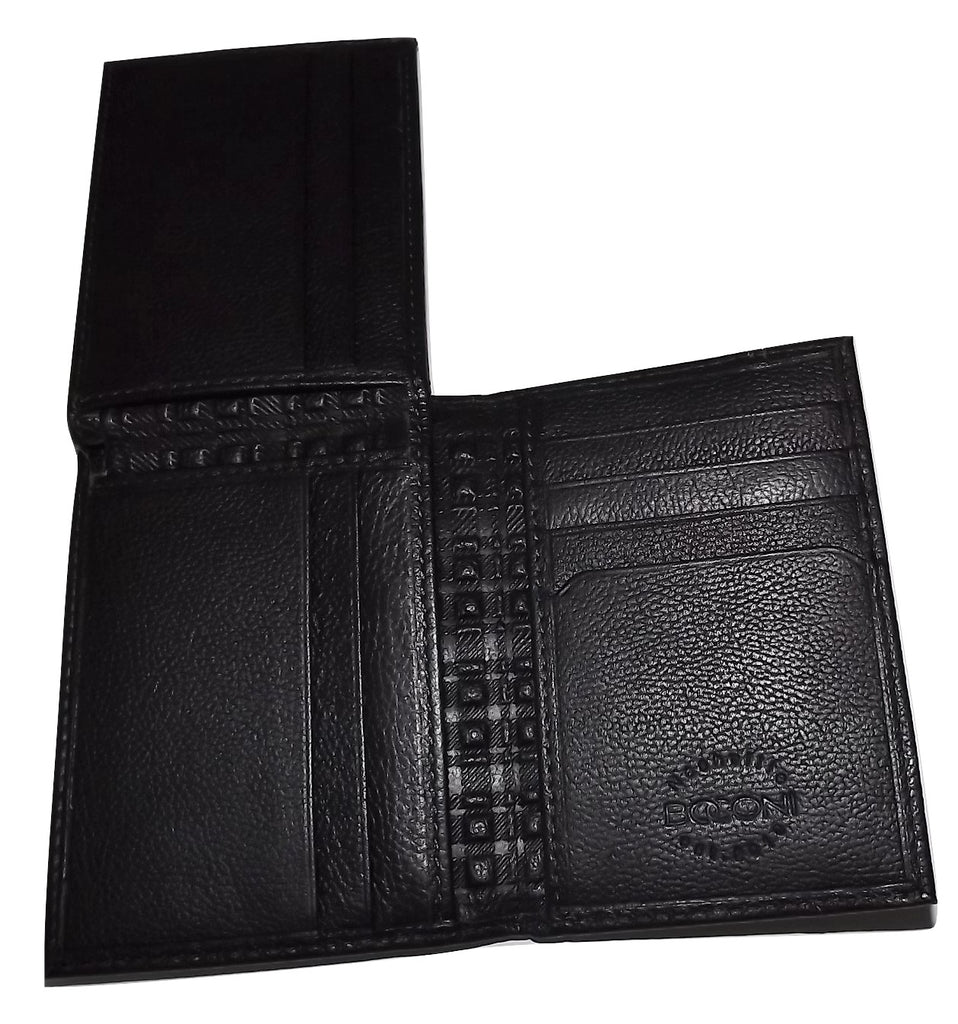Boconi Men's Leather RFID L Fold Wallet Black