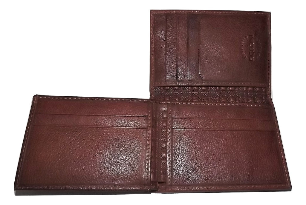Boconi Men's Leather RFID L Fold Wallet Cognac