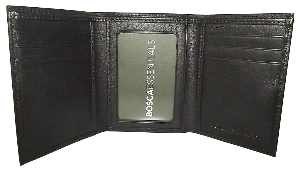 Bosca Nappa Leather Trifold Dual ID Wallet Black