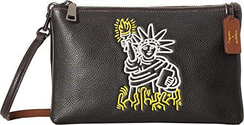 Coach Women's Lyla Keith Haring Pebbled Leather Crossbody Bag Black