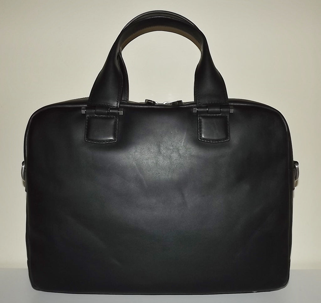 UGG Australia Leather Branford Slim Laptop Brief Bag Black
