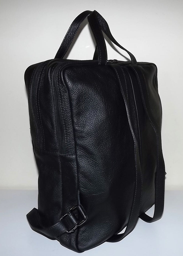 Firenze Italia Pebbled Tuscan Leather Laptop Backpack Tote Black