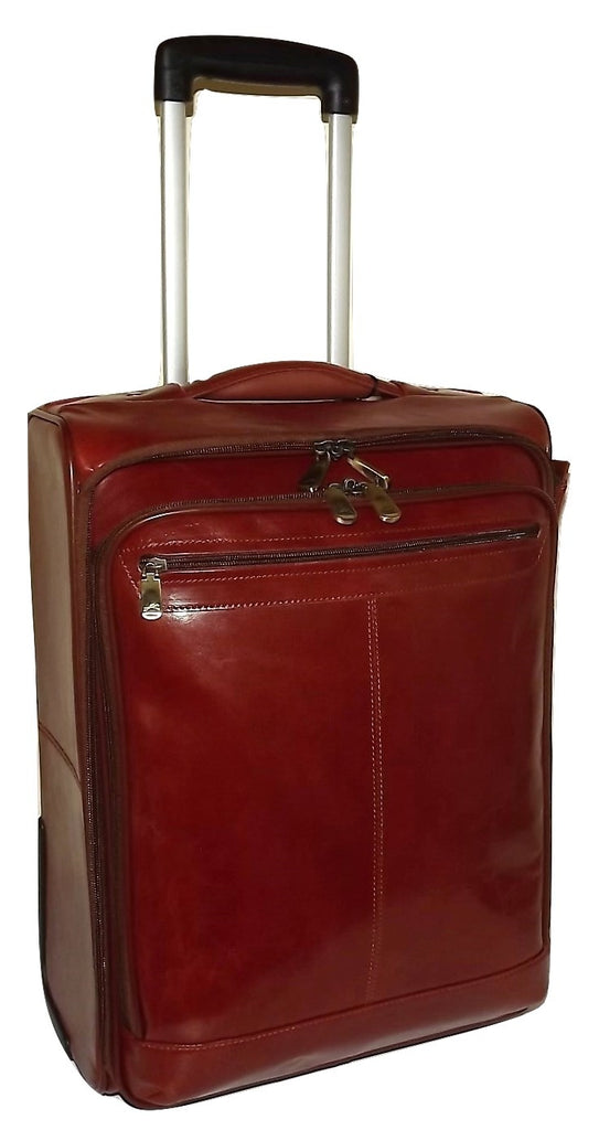 Mancini Leather 20" Wheeled Laptop Luggage Cognac
