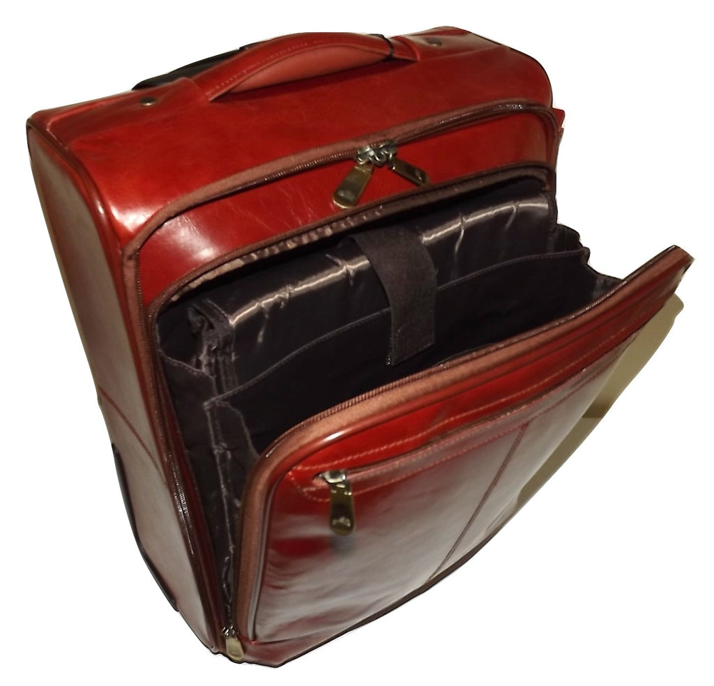 Mancini Leather 20" Wheeled Laptop Luggage Cognac