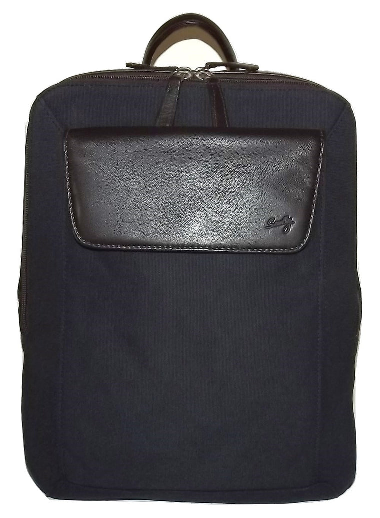 Scully Flint Canvas & Leather Laptop Backpack Navy