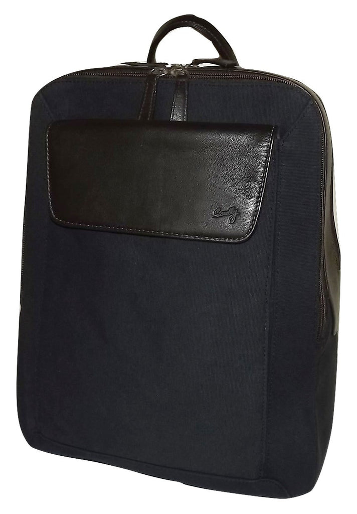 Scully Flint Canvas & Leather Laptop Backpack Navy