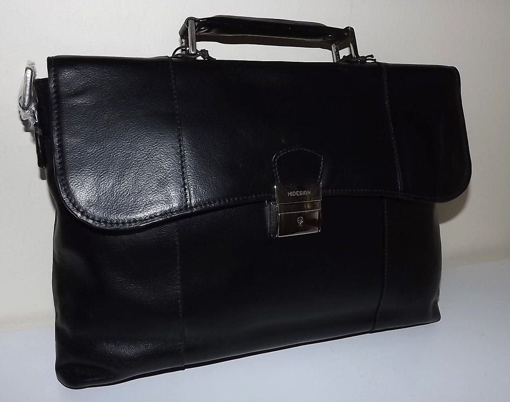 Scully Hidesign Leather Corporate Slim Brief Bag with Strap Black