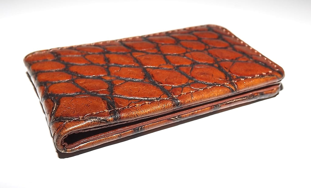 Scully Croc Embossed Leather Magnetic Money Clip Cognac
