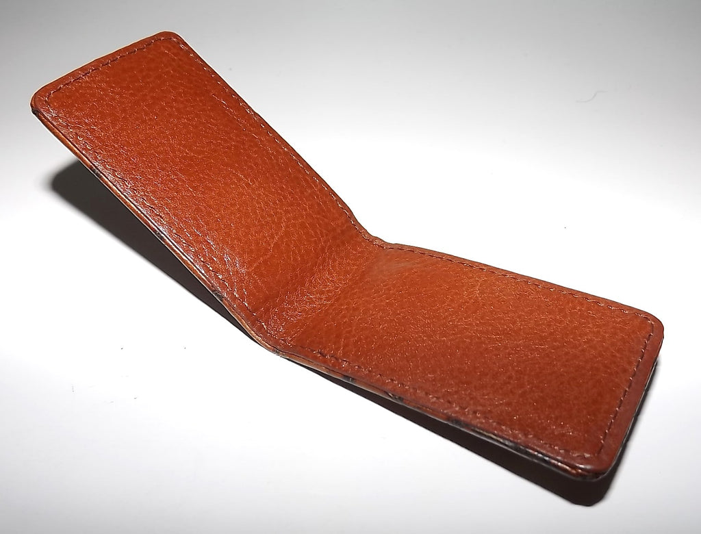 Scully Croc Embossed Leather Magnetic Money Clip Cognac