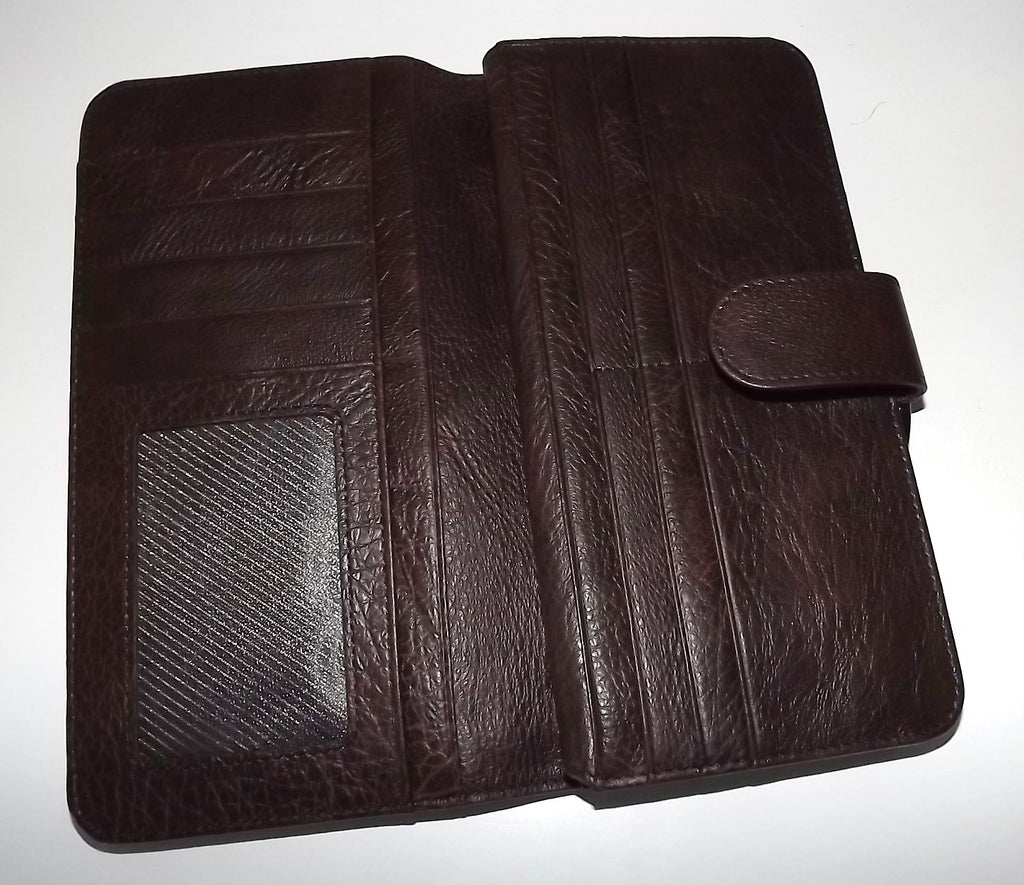 Italia Leather Clutch Wallet Brown Solid