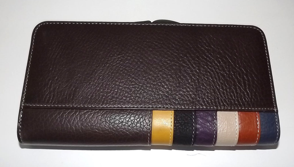 Italia Leather Clutch Wallet Brown Multi