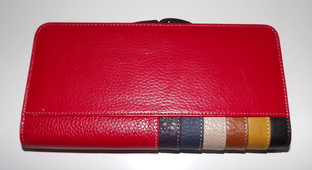 Italia Leather Clutch Wallet Red Multi