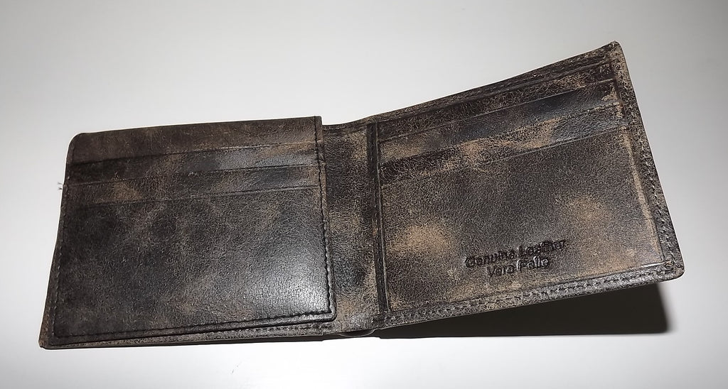 Baglioni Italia Vintage Leather Bifold Passcase Wallet Black