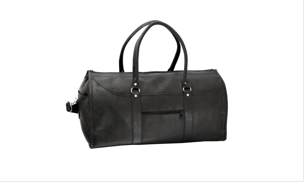 David King Leather Convertible Duffel Hanging Garment Bag Black