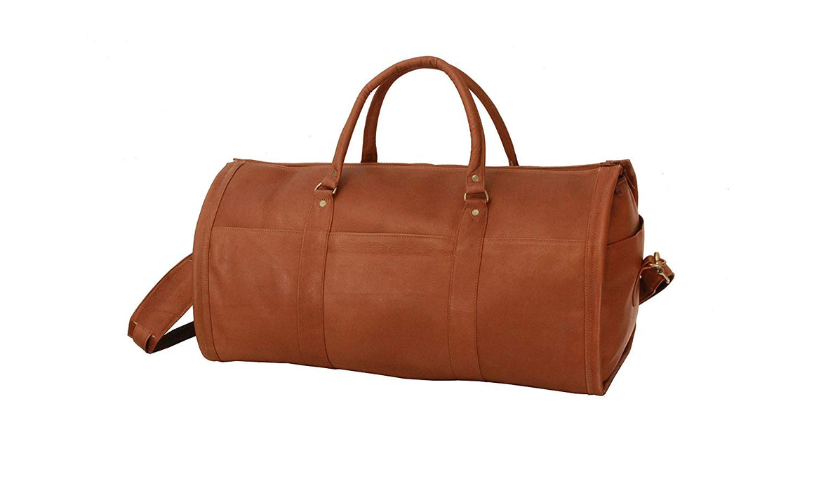 David King Leather Convertible Duffel Hanging Garment Bag Cognac