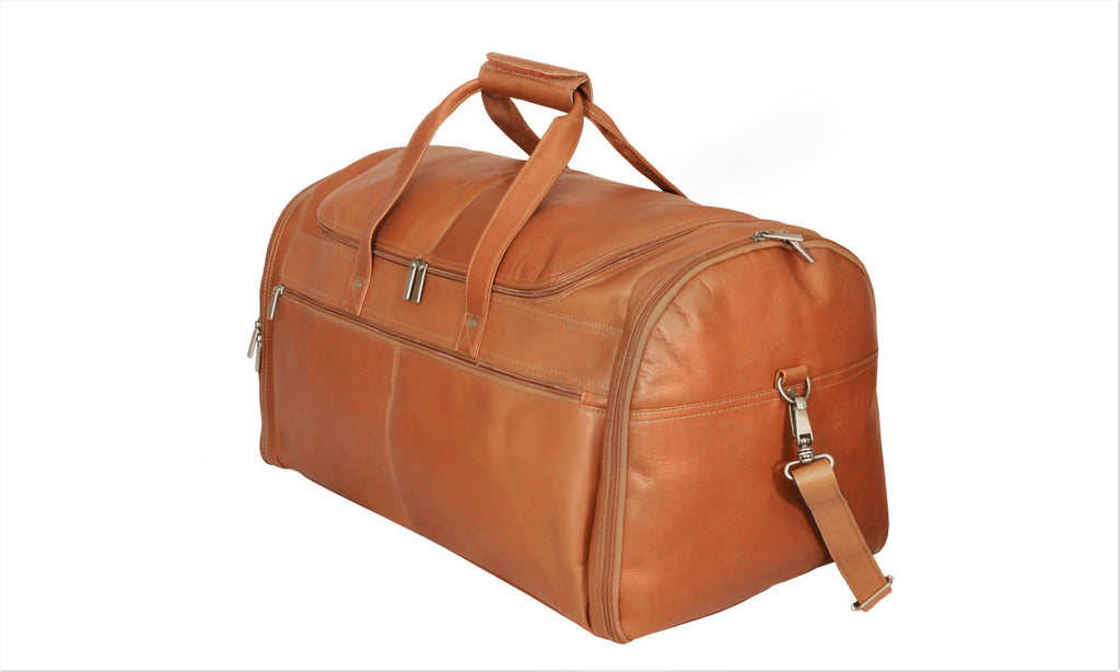 David King Colombian Leather 22" Carry-on Duffel Cognac