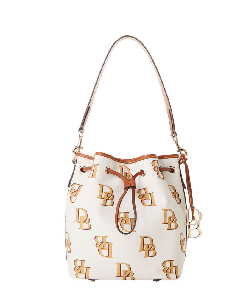 Dooney & Bourke Women's Monogram Large Drawstring Satchel Handbag Beige