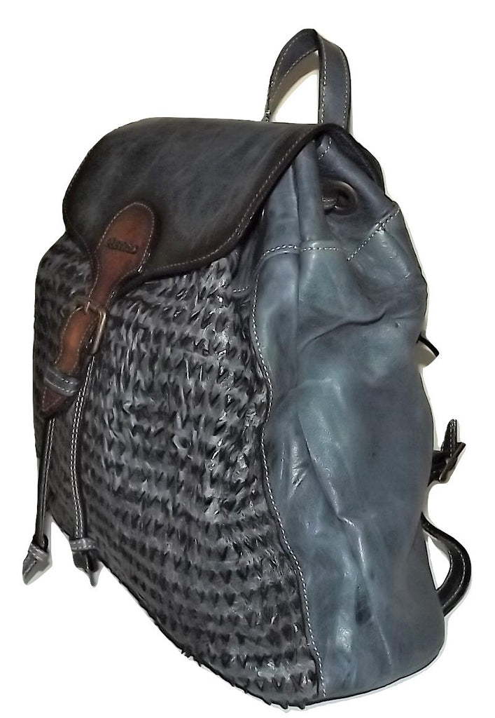 Elenco Aveiro Front Flap Drawstring Backpack Denim Blue