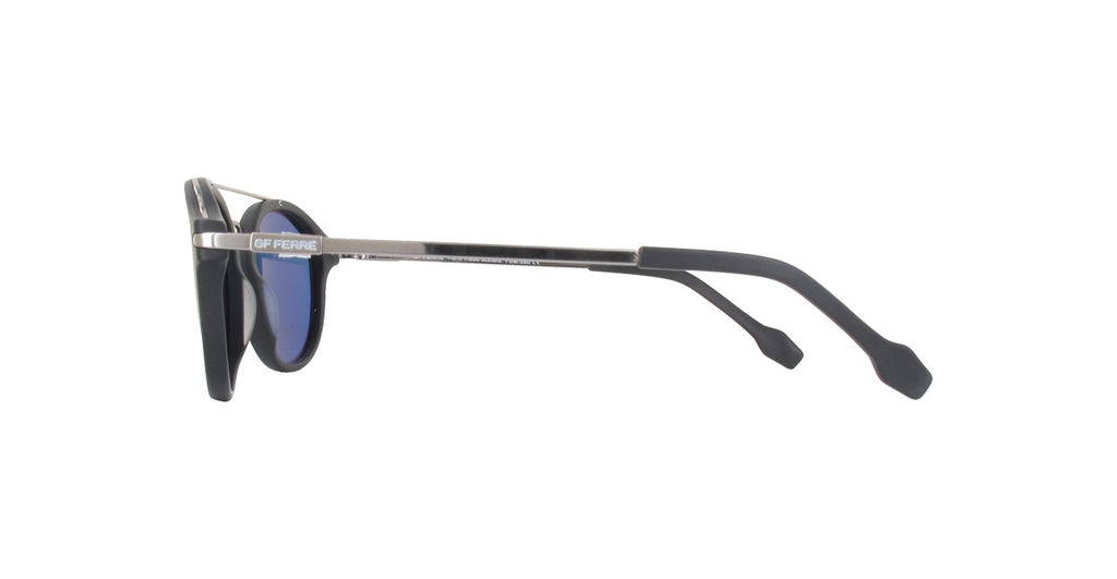 GF Ferre Round Sunglasses Blue Polarized Lens Matte Black Frame