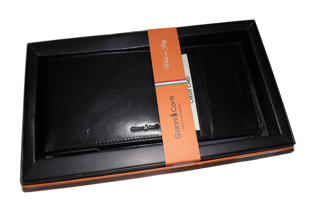 Gianni Conti Bifold 5 Pocket ID Wallet Set Black