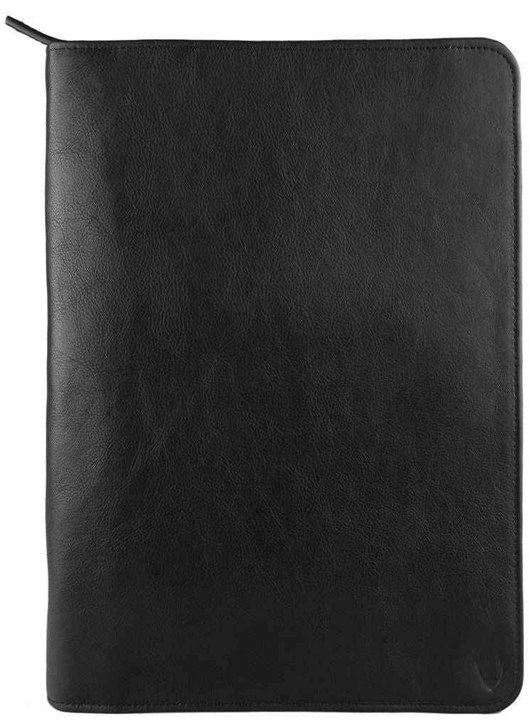 Hidesign Leather Zip File Folder Padfolio Black