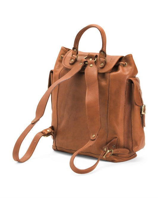 backpack messenger bag hybrid leather i medici I Medici of Florence Italian Leather Front Flap Drawstring Backpack