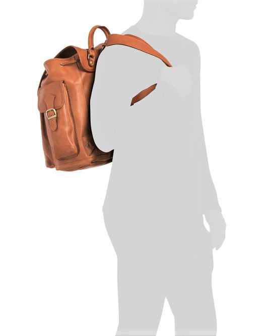 backpack messenger bag hybrid leather i medici I Medici of Florence Italian Leather Front Flap Drawstring Backpack