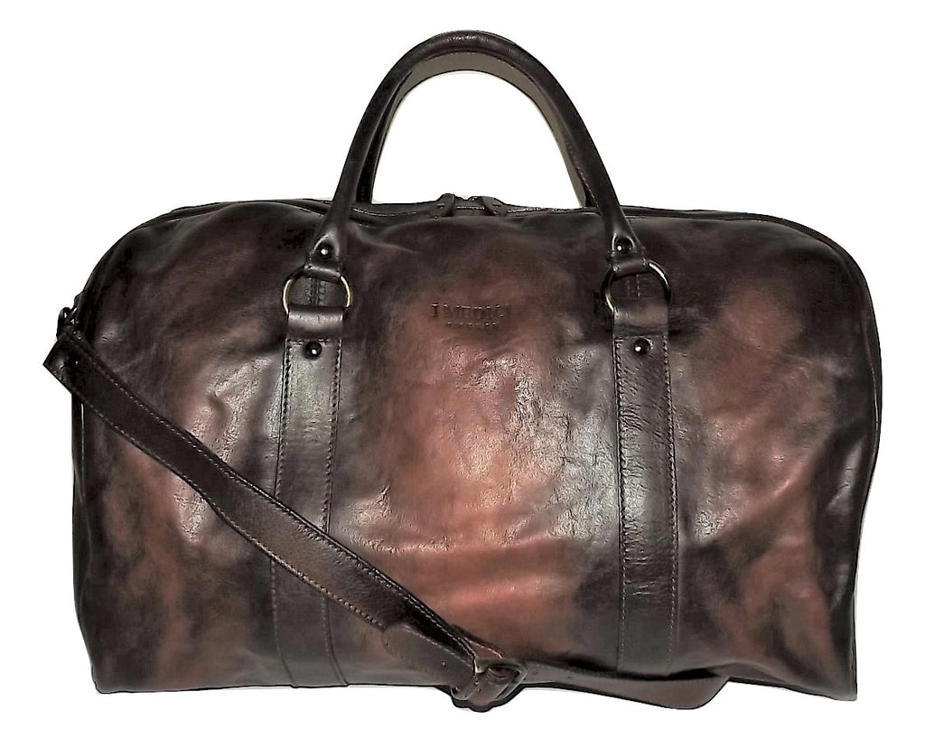 I Medici Vintage Leather Duffel Bag with Laptop Pocket Cognac
