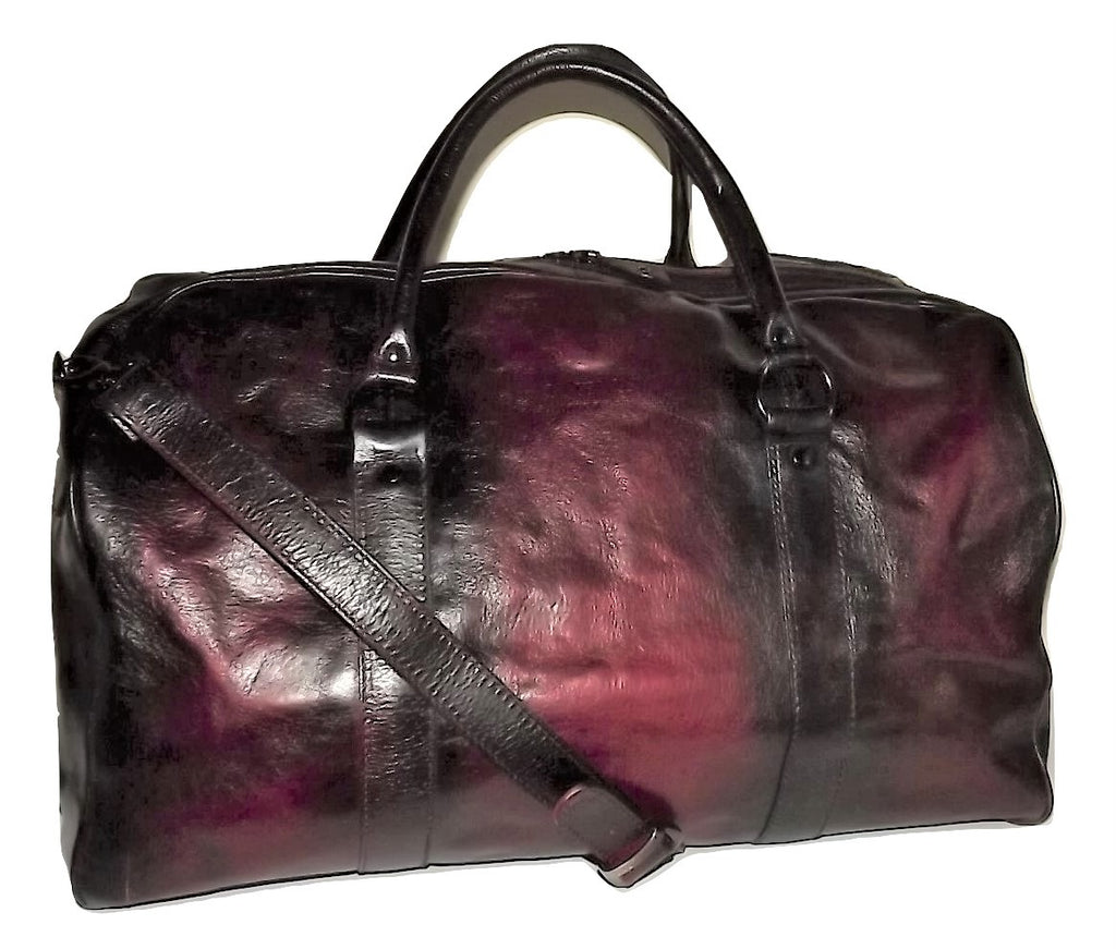 I Medici Vintage Leather Duffel Bag with Laptop Pocket Merlot