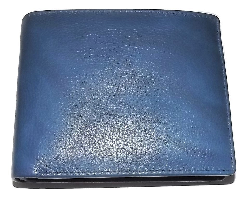 Pass Case Italia Leather Men's Bifold RFID Passcase Wallet with Change Pocket Bl ...