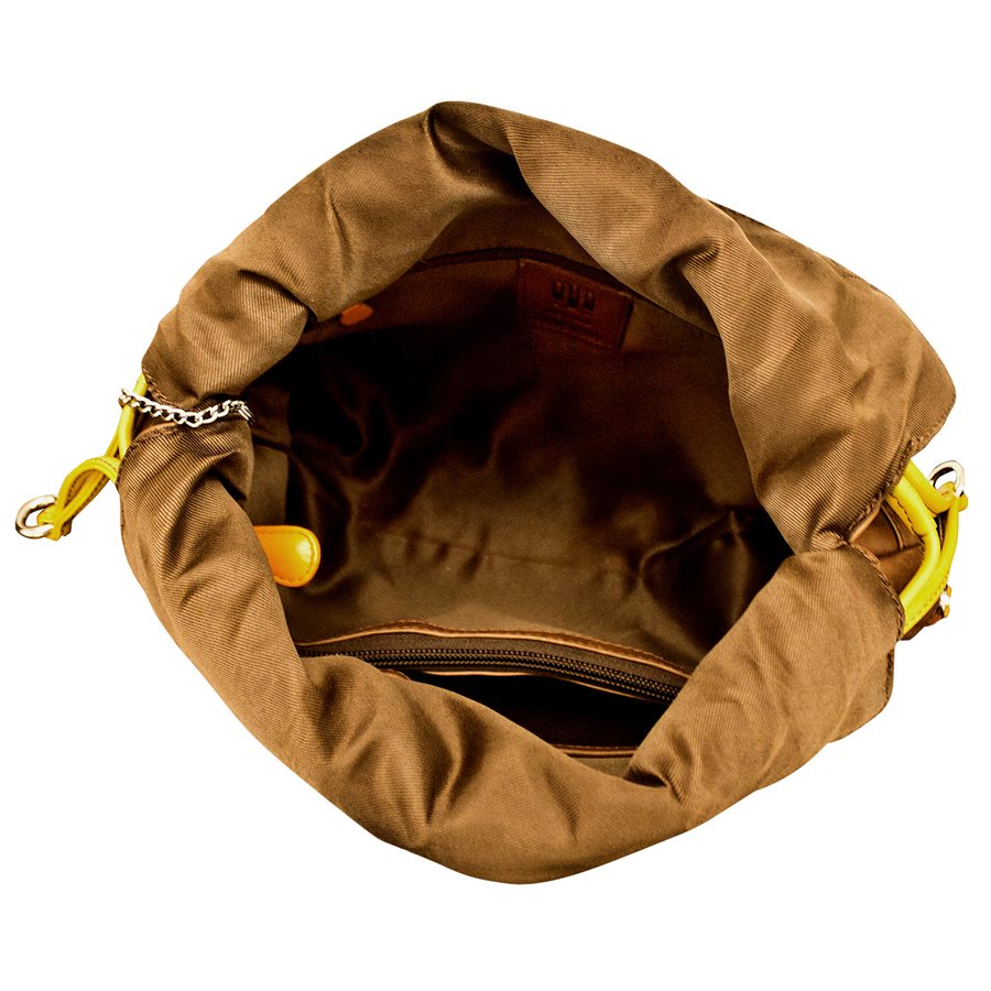 Italia Leather Slim Drawstring Hobo Tote Rose Toffee