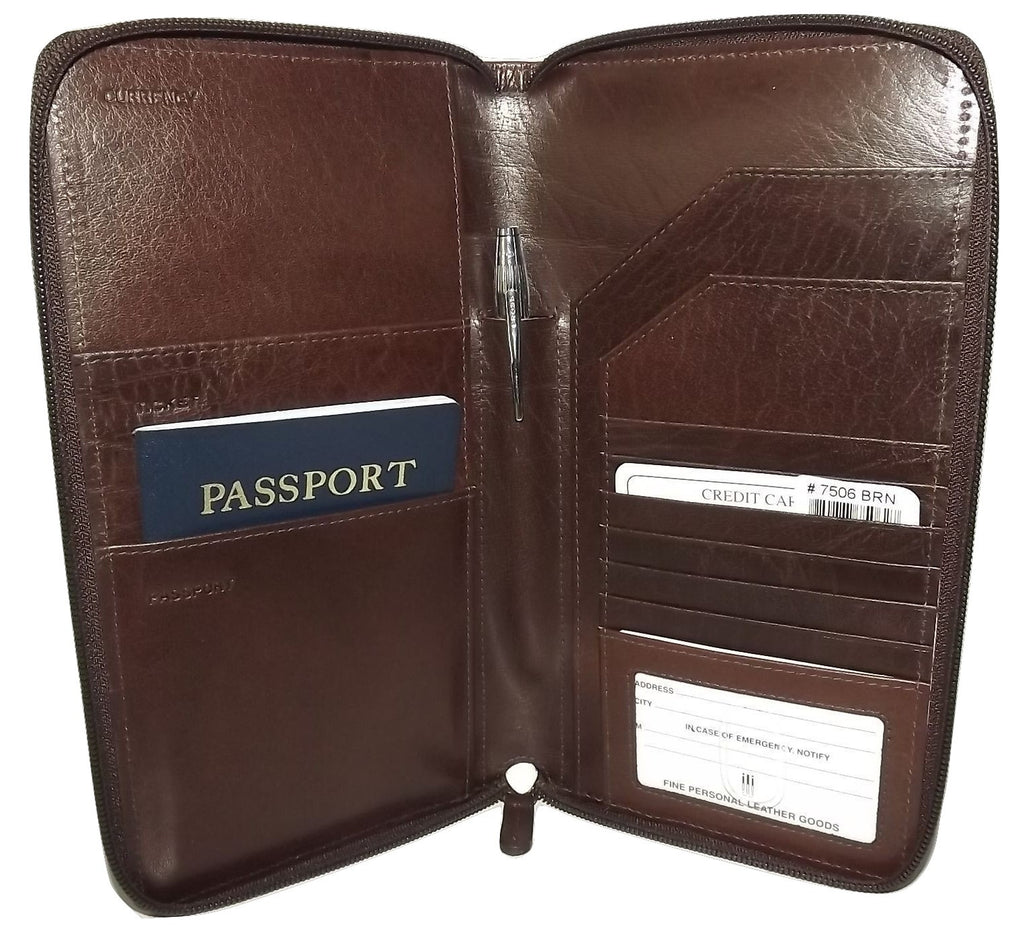 Italia Leather Passport Travel Wallet Brown