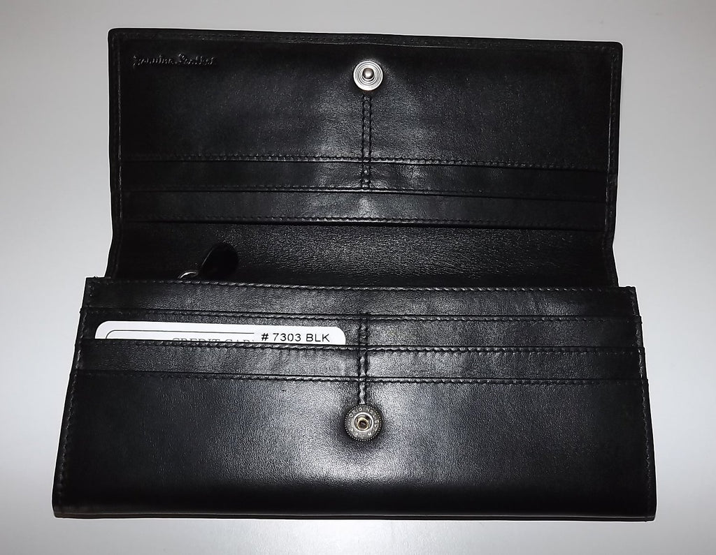 Italia Leather Slim RFID Protected Clutch Wallet Black