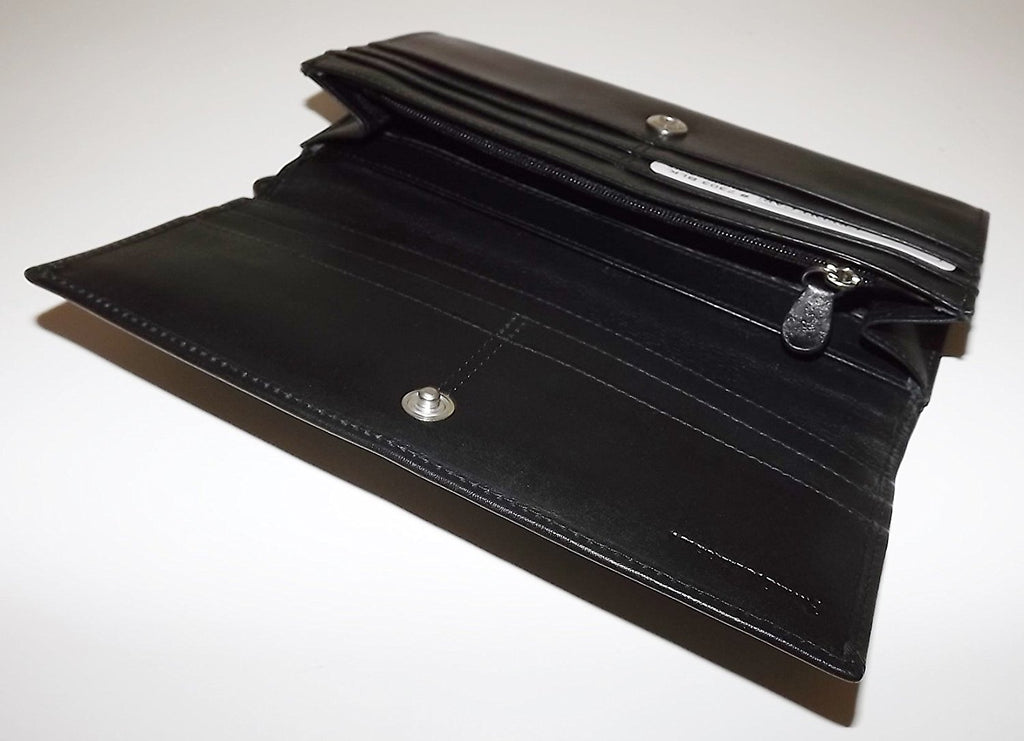 Italia Leather Slim RFID Protected Clutch Wallet Black
