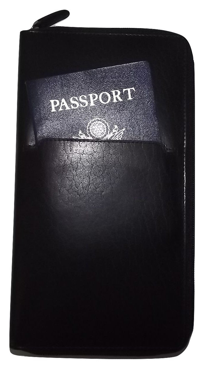 Italia Leather Passport Travel Wallet Black