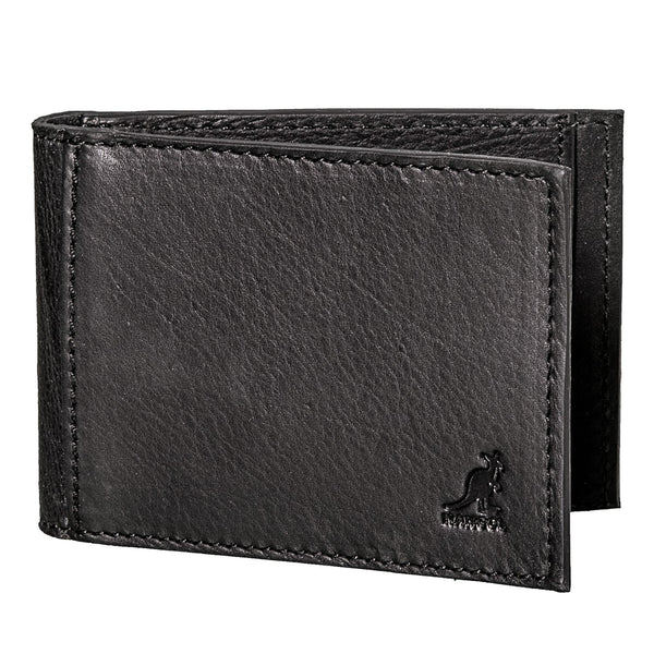 Kangol Britain Men's Leather Phil Bifold Money Clip ID Wallet Black ...