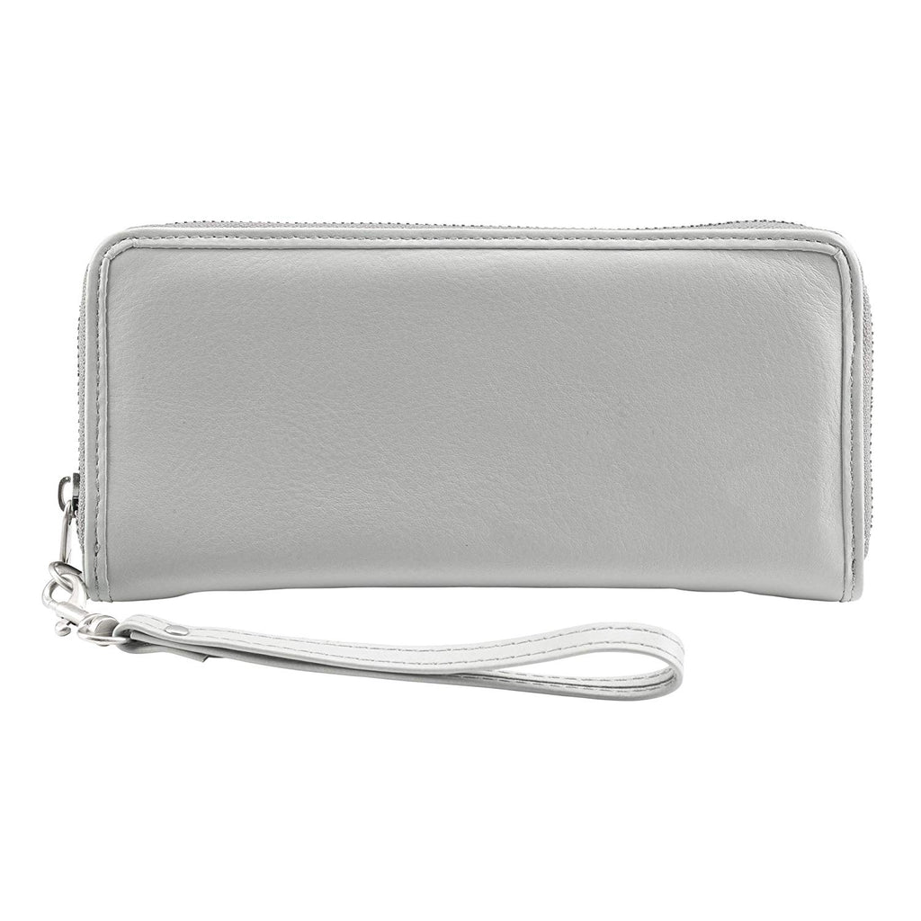 Lewis N Clark Leather RFID Clutch Wristlet Wallet Grey