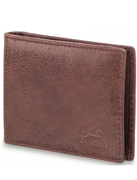 Mancini Leather Bifold Money Clip Wallet Brown